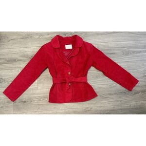 Victorian Era Red Corduroy Jacket Women's Fits Small Vintage 90s Retro Coat